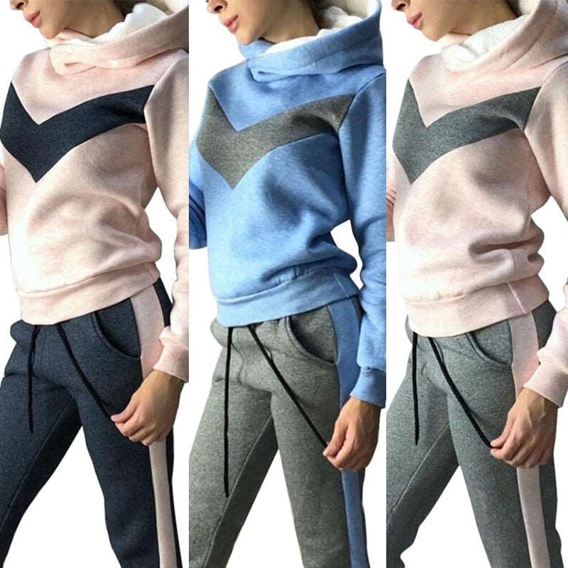 2 Piece Set Fleece Hoodies Pullover Sweatshirts Baggy Trousers Jogger Pants Warm Outfits