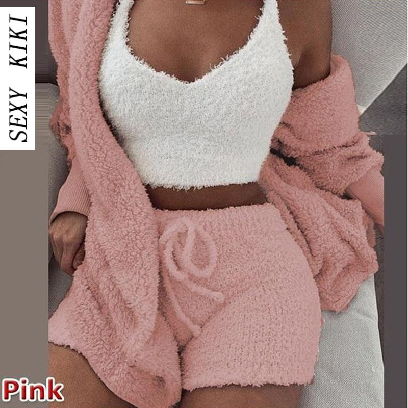 Women's Velvet Pajama Set 3-Piece Set Warm Soft Fleece