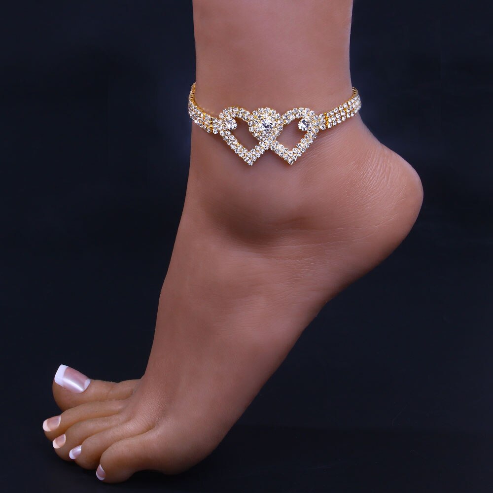 Double Heart Anklet Bracelet for Women