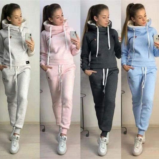 2 Piece Set Fleece Hoodies Pullover Sweatshirts Baggy Trousers Jogger Pants Warm Outfits