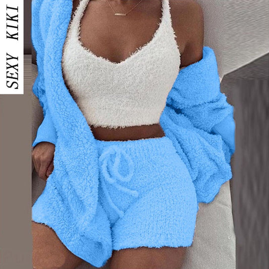 Women's Velvet Pajama Set 3-Piece Set Warm Soft Fleece